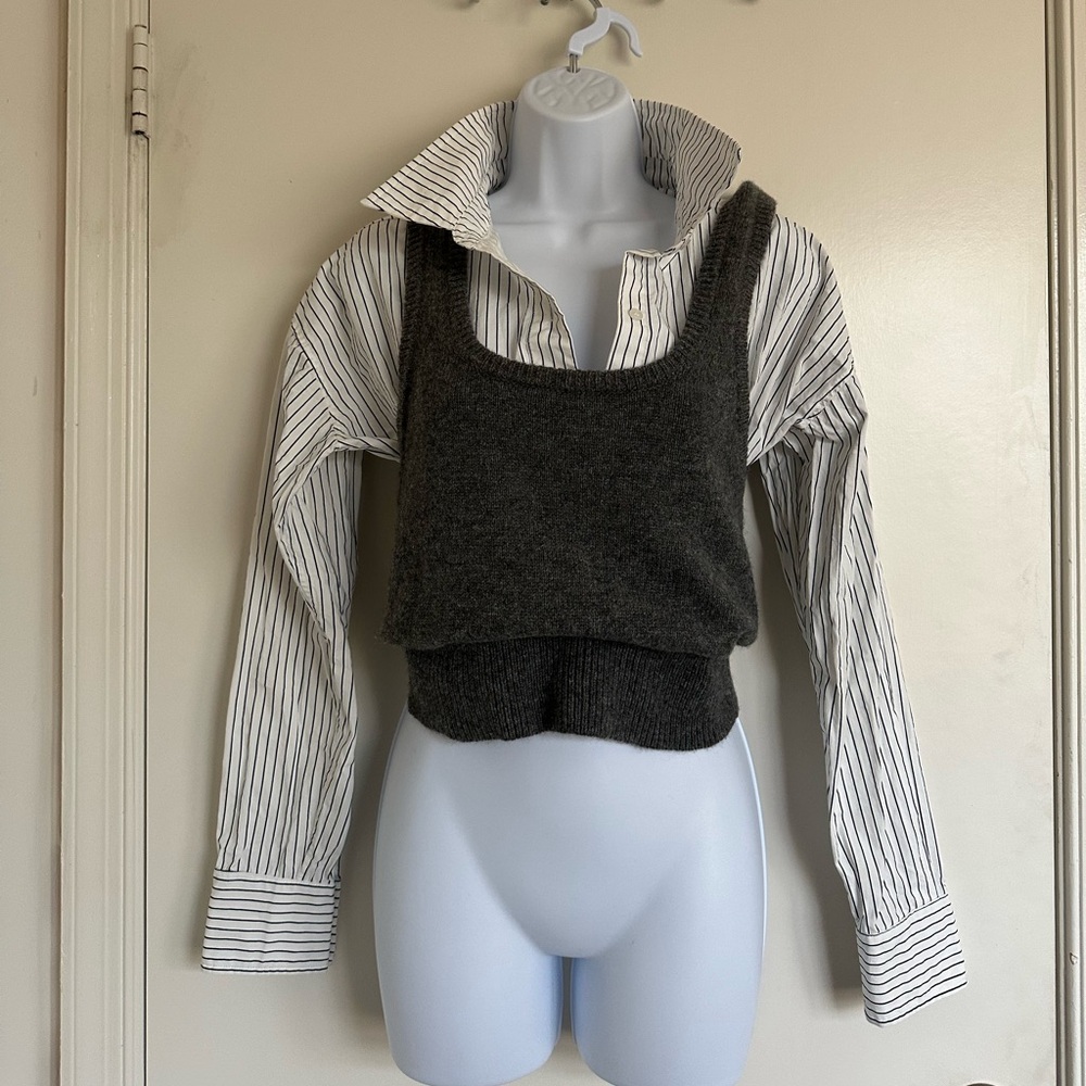 Astr Charcoal Sweater Vest Attached to each other